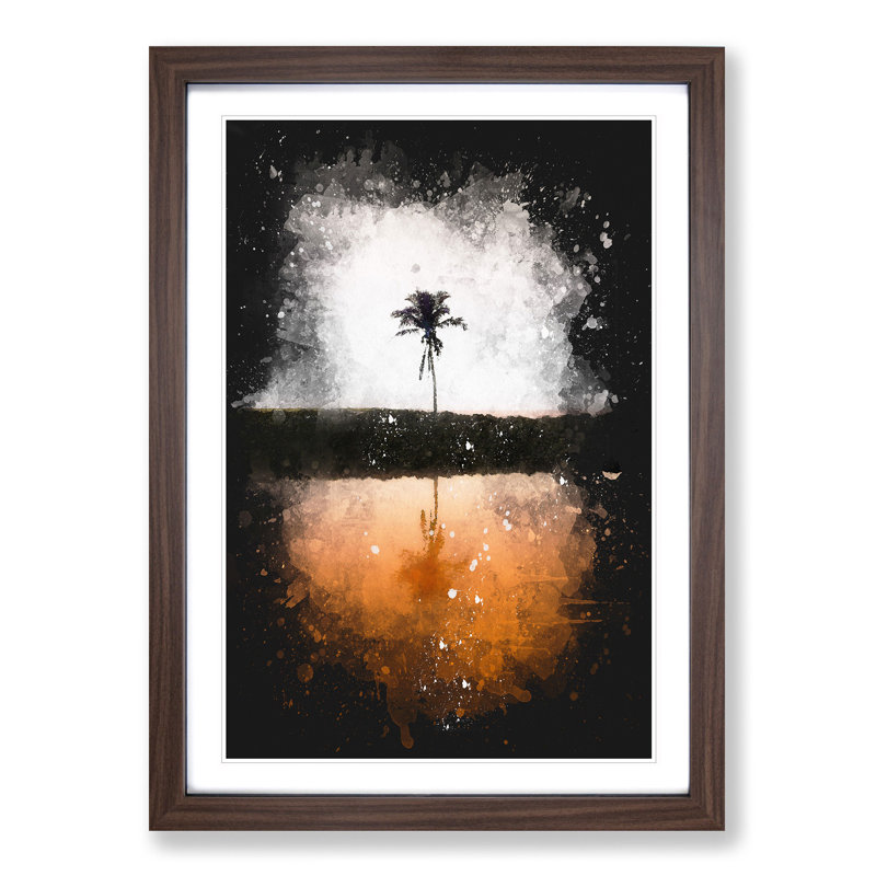 Reflection of a Palm Tree in Hawaii - Picture Frame Graphic Art Print, Walnut Framed, 87cm H x 62cm W x 2cm D
