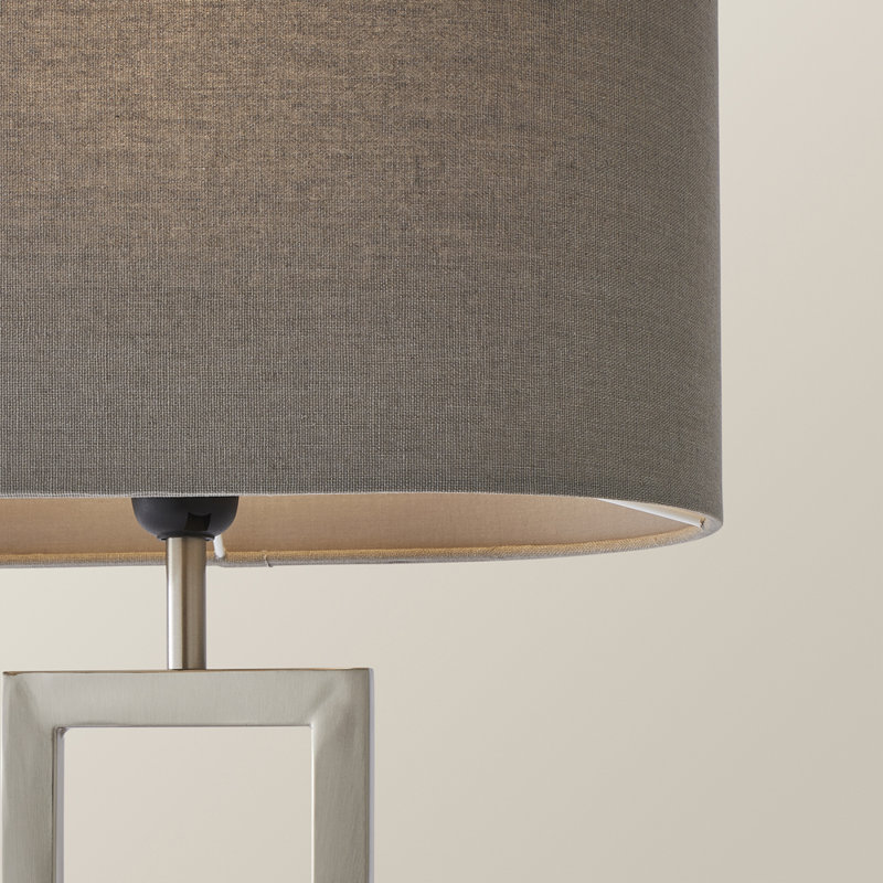 Matheos 63cm Table Lamp, Brushed Chrome, Grey