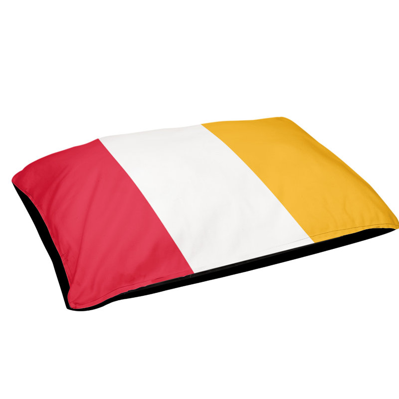Coussin pour chien Indiana, Très grand (l 50 po x P 40 po x H 7 po), Rouge / Noir / Jaune