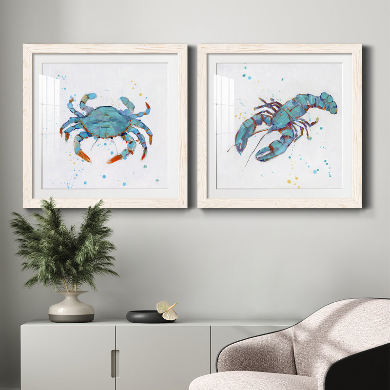 " Bubbly Blue Crab " 2 Piece Art Color Photography Print, 35.5" H x 71" W x 1.5" D, White Framed Paper