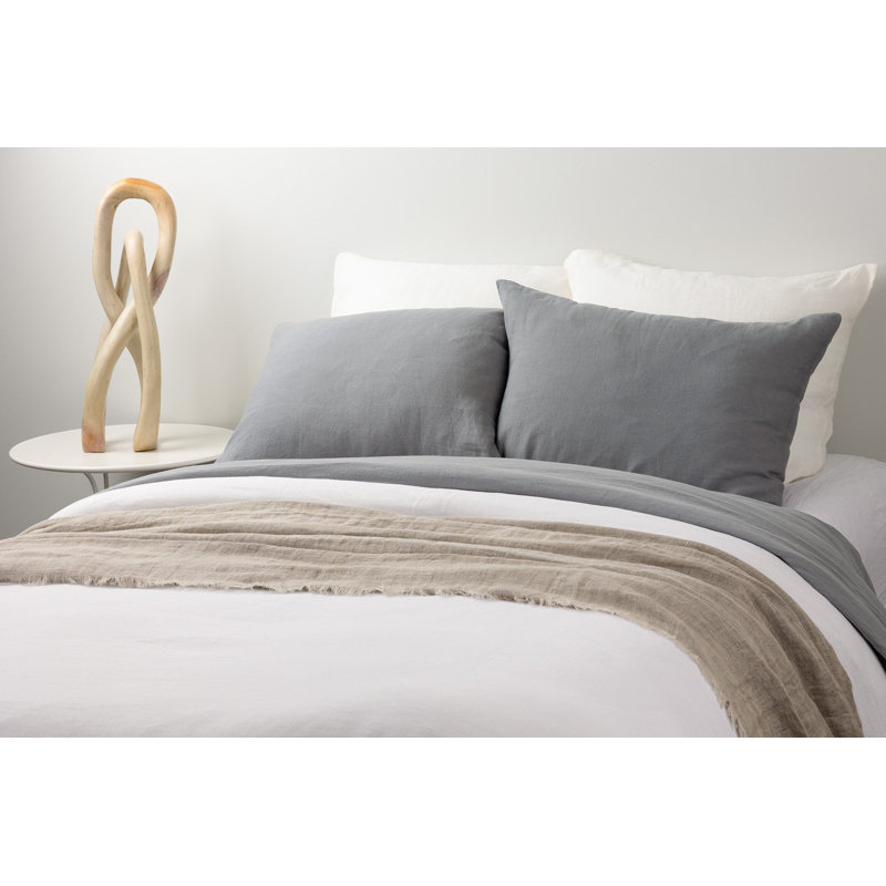 Darama Ash Grey Linen Sham, Standard, Camel