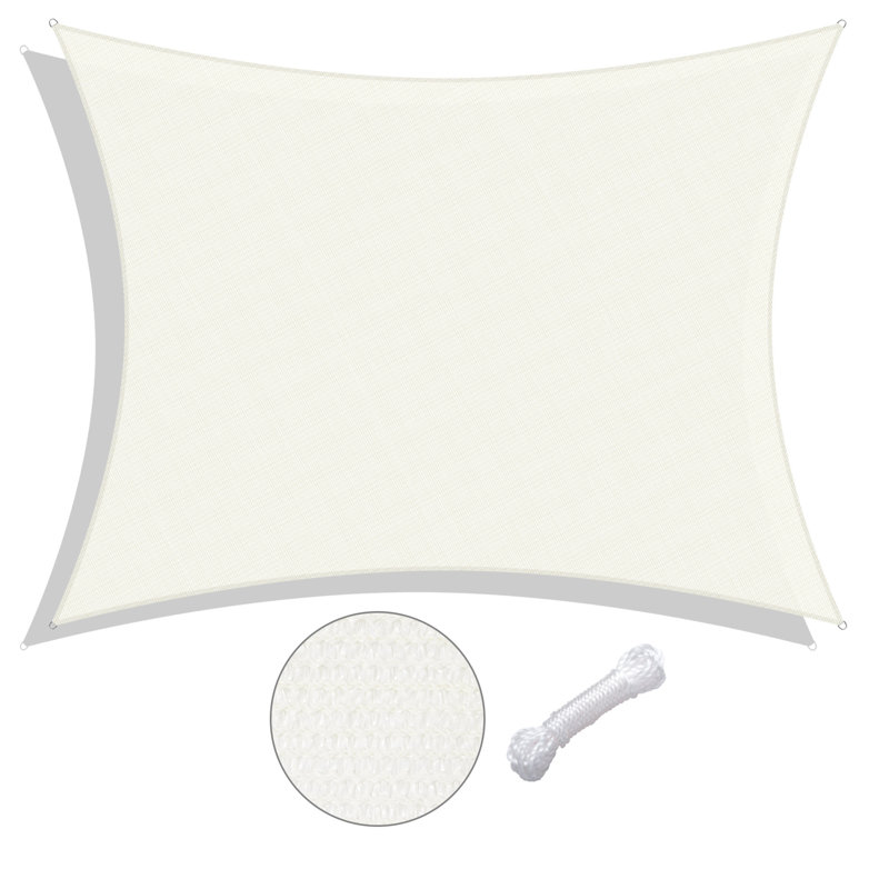 Off-White HDPE Rectangle Sun Shade Sail for Patio and Yard