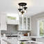 Levona 3- Light Semi Flush Mount Ceiling Light with Clear Hammered Glass Shade (Matte Black)-1332205982