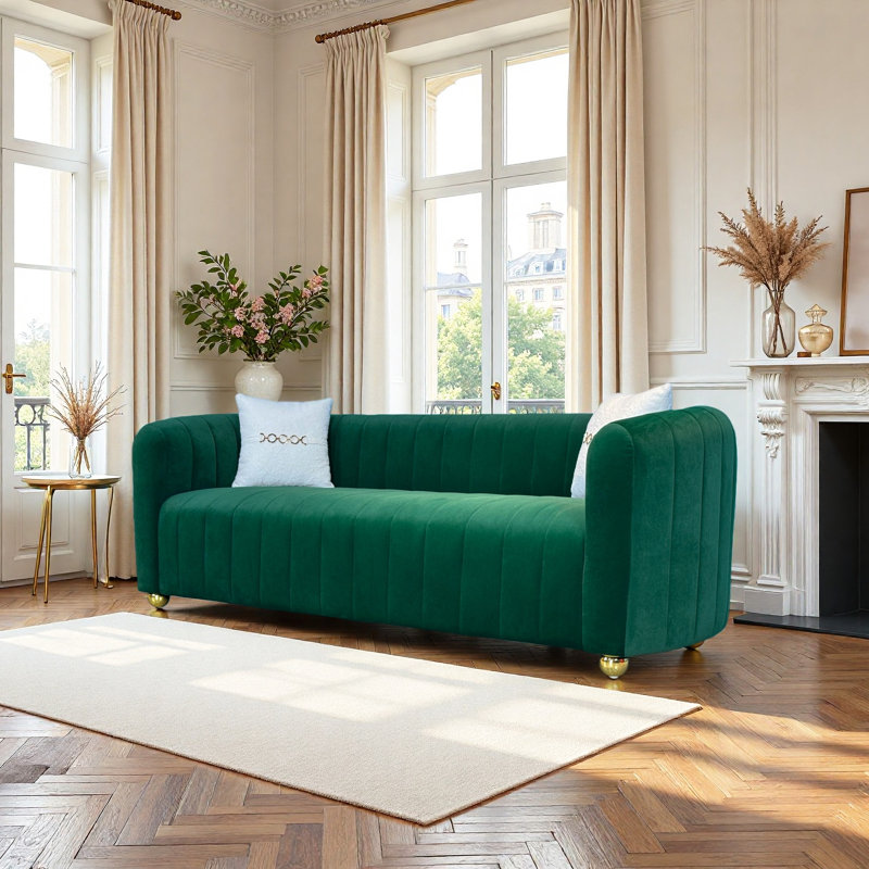 Upholstered 83.46'' Sofa, Green