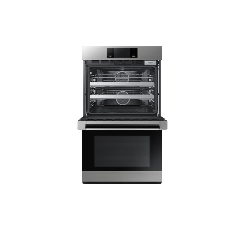 30" Double Wall Oven Steam, Contemporary, Silver Stainless