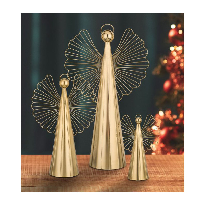Figurine standard ange en métal, H 3,5 po x l 10 po x P 7,25 po