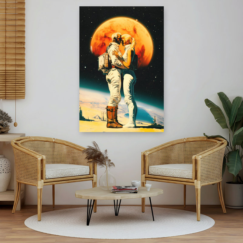Art mural intergalactique, rétro, romantique, surréel, paysage, 60" H x 40" W