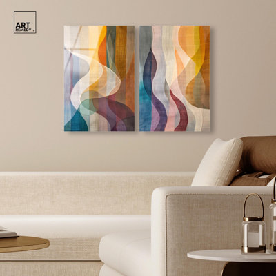 "Lucid Harmony", ensemble abstrait imprimé acrylique, décoration murale colorée par Art Remedy, prêt à accrocher, 16 x 24
