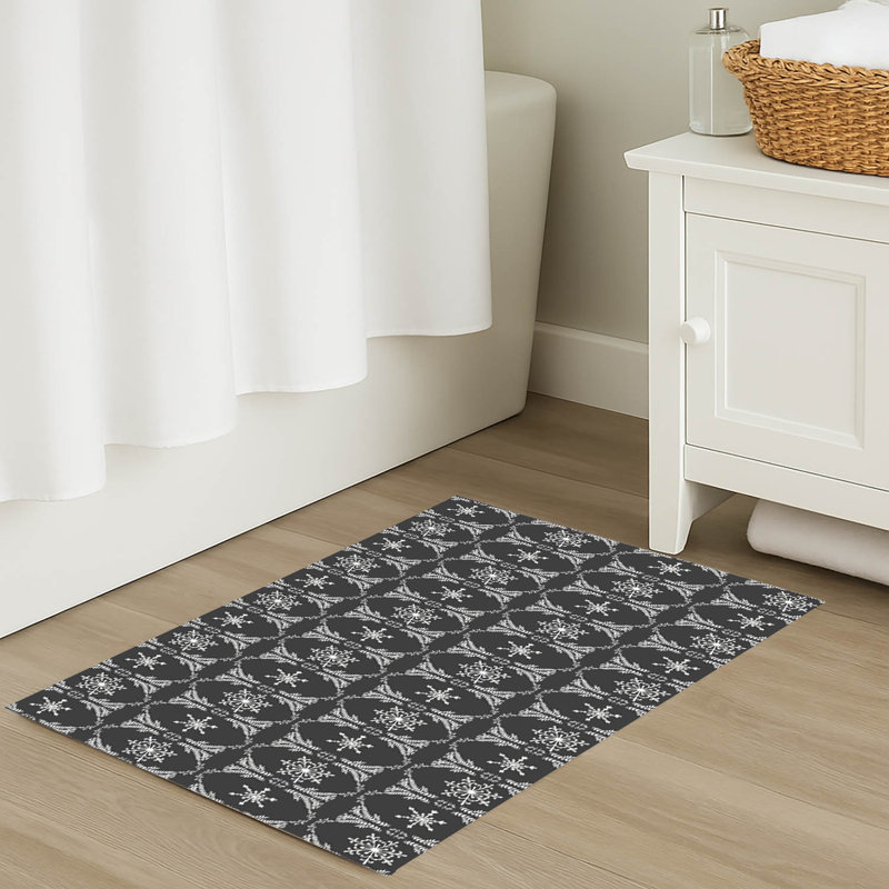 Tapis pour salle de bain Snowflake, Gris anthracite, Simple - L 24 po x l 17 po