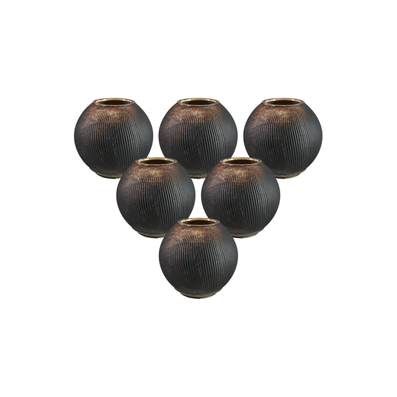 Dakota Fields 6-Inch Aged Clay Fishbowl Vase - Rustic Decorative Centerpiece - Unique Ceramic Bowl For Floral Arrangements And Home Decor, Pack Of 6