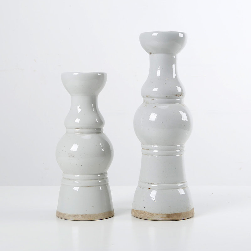 Ophelia & Co. Grand porte-bougie grand en porcelaine émaillée blanc mat Tall, H 15,35 po x l 5 po x P 5 po