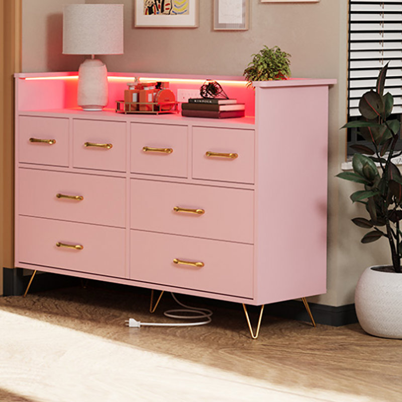 20 " W 8 - Drawer Dresser, Pink