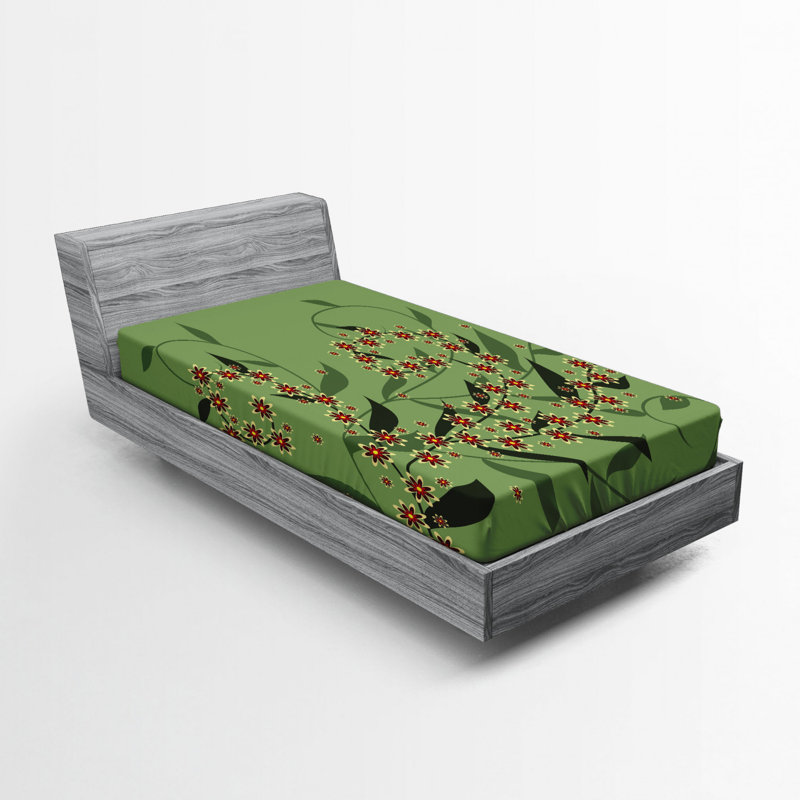 Microfiber Floral Fitted Sheet, Twin Fitted Sheet