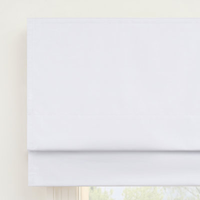 ECLIPSE Faux Silk Roman Shade for Windows, Cordless 100% Blackout Shades 23 in Wide x 64 in Long, Noise Reducing, Energy Efficient and Solid Silk-Like Window Shades for Living Room, Bedroom or Office, White
