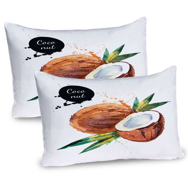 Ambesonne Tropical Pillow Sham 2 Pack Exotic Fruit of Hawaii 36"x20" Fern Green Brown Black, 20"H x 36"W