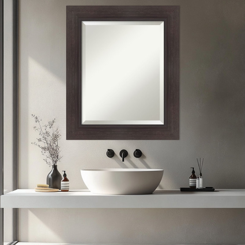 Miroir mural de salle de bain Sloped, 25,5 po x 21,5 po, Espresso