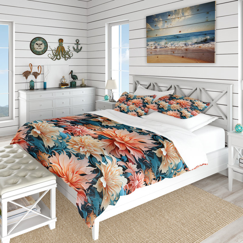 Ensemble de housse de couette Coral Mirage, Housse de couette pour très grand lit et 2 très