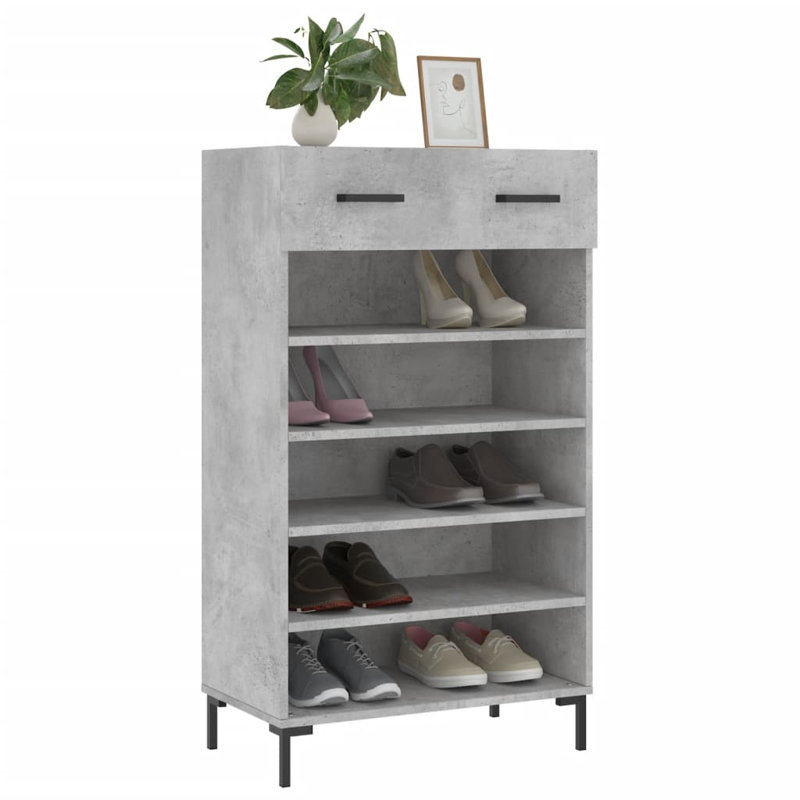 10 Pair Shoe Storage Cabinet, Concrete Grey