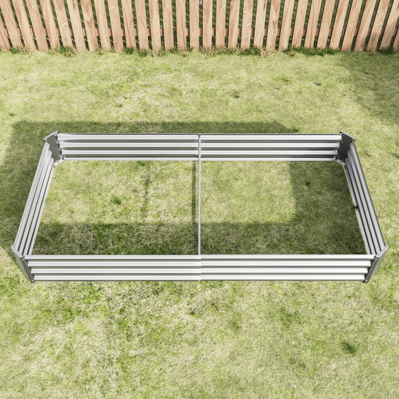 Silver Metal Raised Flower Bed Kit - 27 Cu. Ft. Soil Capacity, Rust-, Easy Setup For Gardens 12.07 In. Height, 2.17 Package Height Assembly