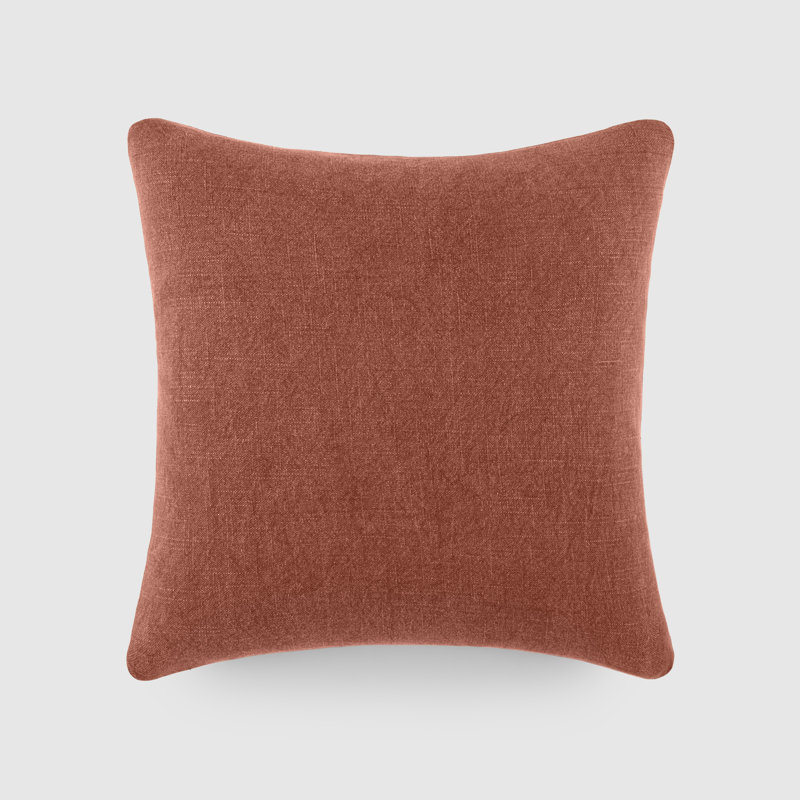 Washed and Distressed Cotton Decor Throw Pillow, Orange