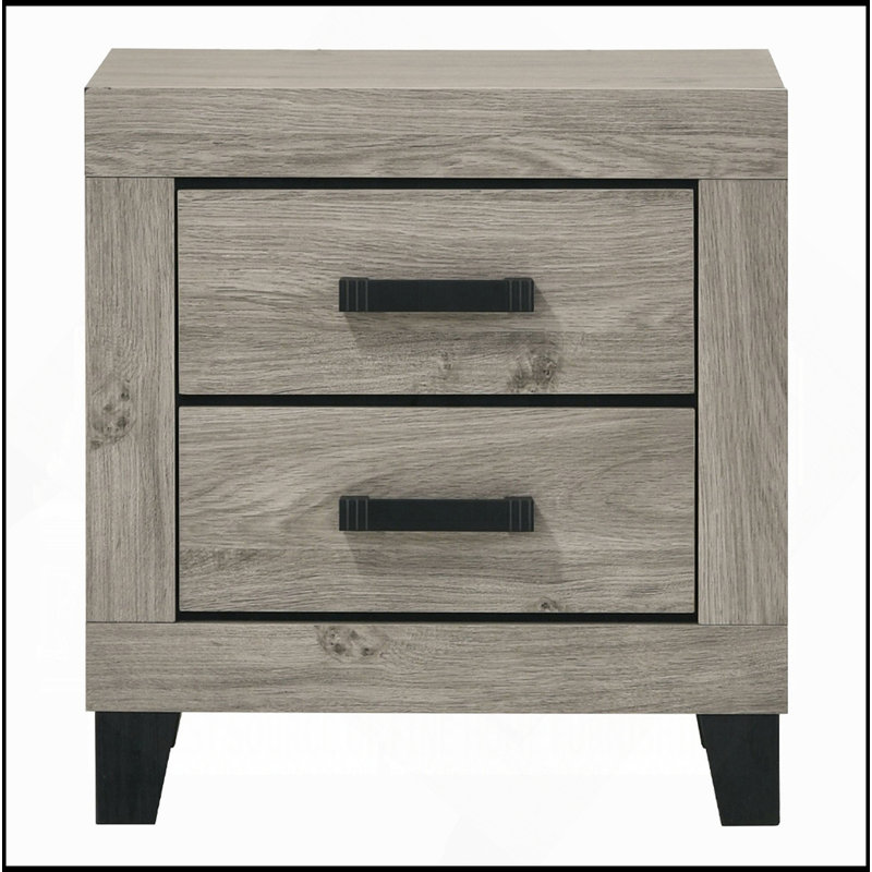 Table de chevet de style campagnard gris clair avec tiroirs de rangement