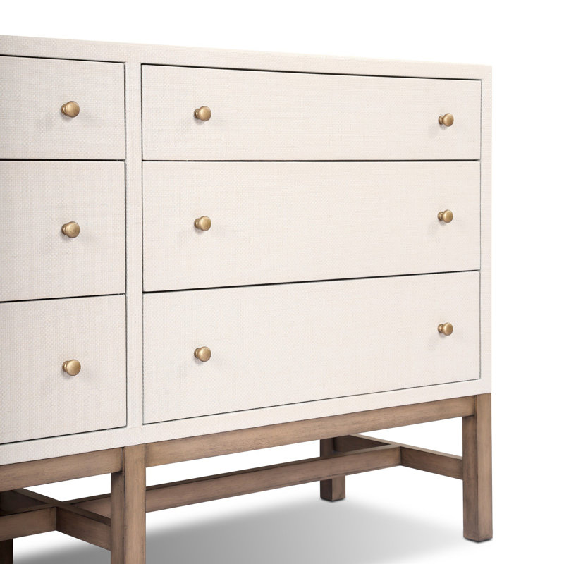 Fiona 6 Drawer Dresser - Black Raffia, Ivory Painted Raffia