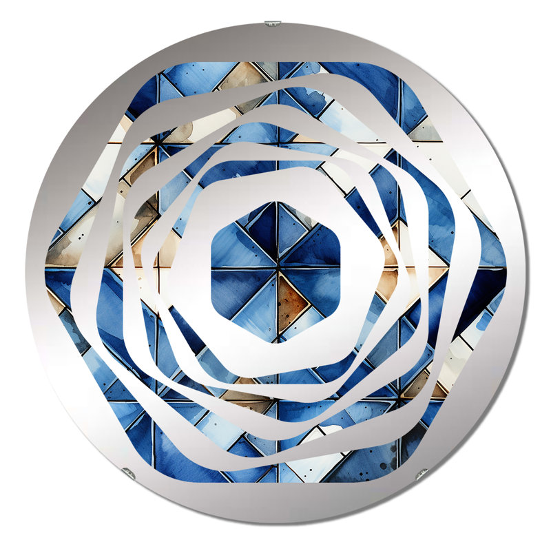 Rustic Cobalt Lattices Elegance - Miroir décoratif Amorphe, 31,4 po x 31,4 po