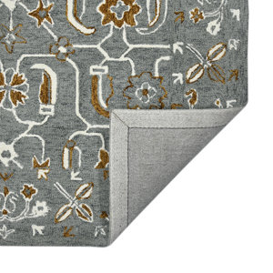 Bungalow Rose Hand Hooked Wool Floral Rug | Wayfair