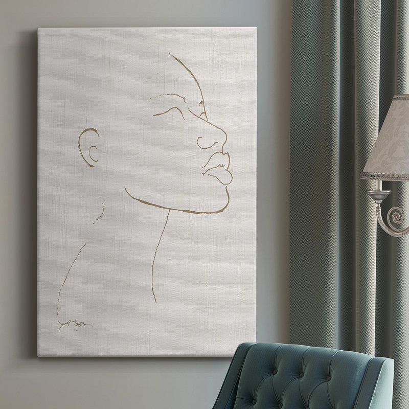 Portrait croquis I, toile tendue avec châssis de qualité supérieure - prête à être accrochée, L 40 po x H 60 po