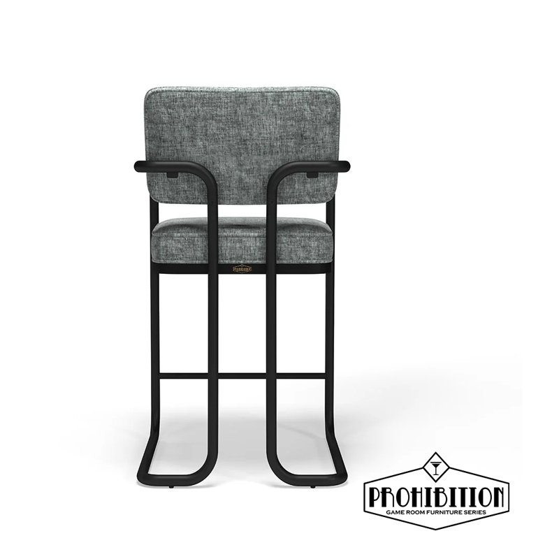 Prohibition Series 30" Pub Table - With Two Vintage - Armed Barstools By RAM Game Room, Black/Gray