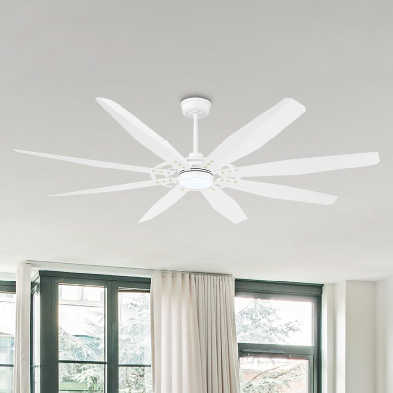 Fianna 60'' 72'' Ceiling Fan with Light Remote Control, 8-Blades Large Industrial Ceiling Fan Reversible Quiet DC Motor 3CCT/6-Speed