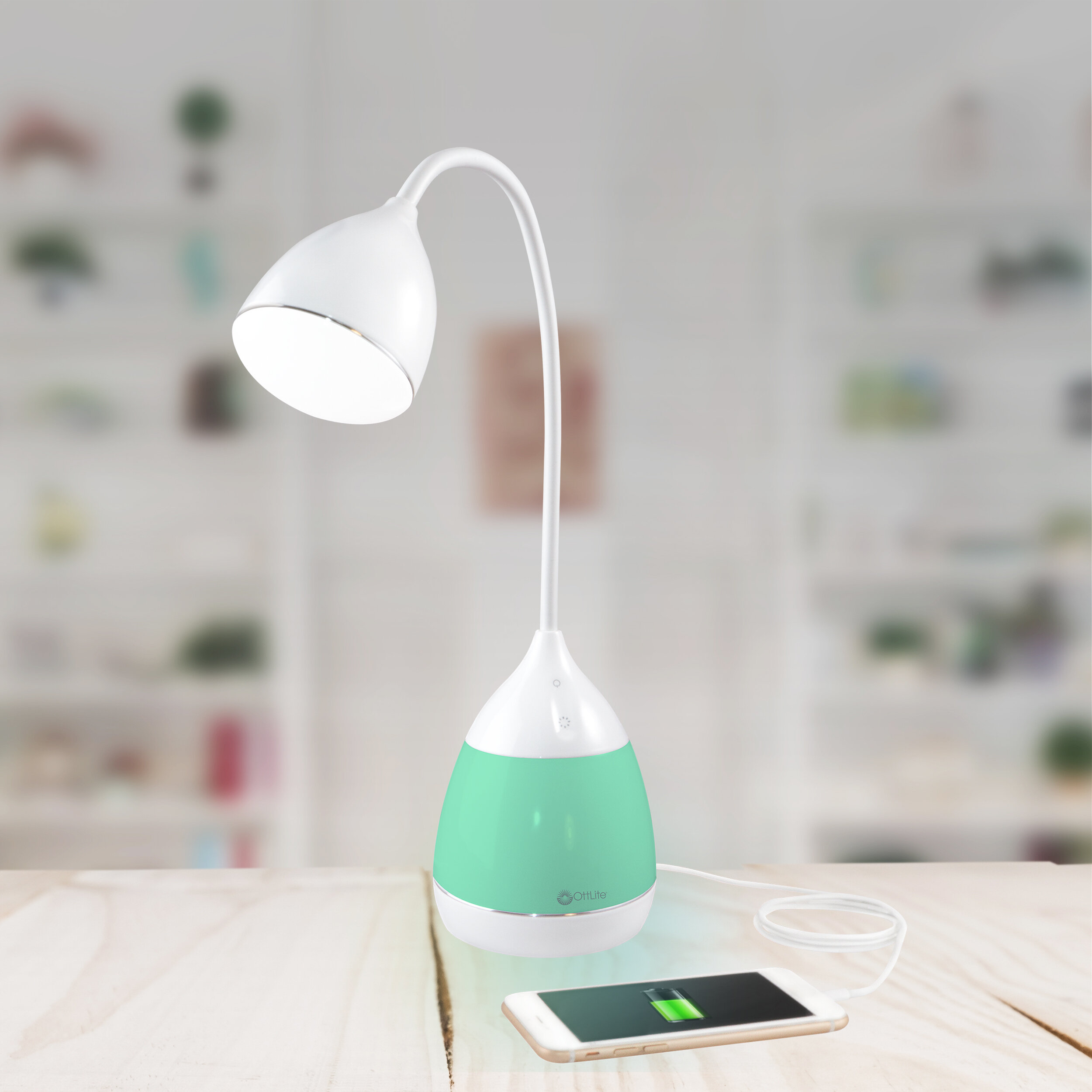 OttLite Mood LED Desk Lamp with Color Changing Base USB, Touch Activated  Controls, Flexible Neck