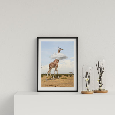 Giraffe Above The Clouds by Vouvart - Single Picture Frame Print