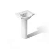 Veer™ Ceramic Pedestal Bathroom Sink with Overflow