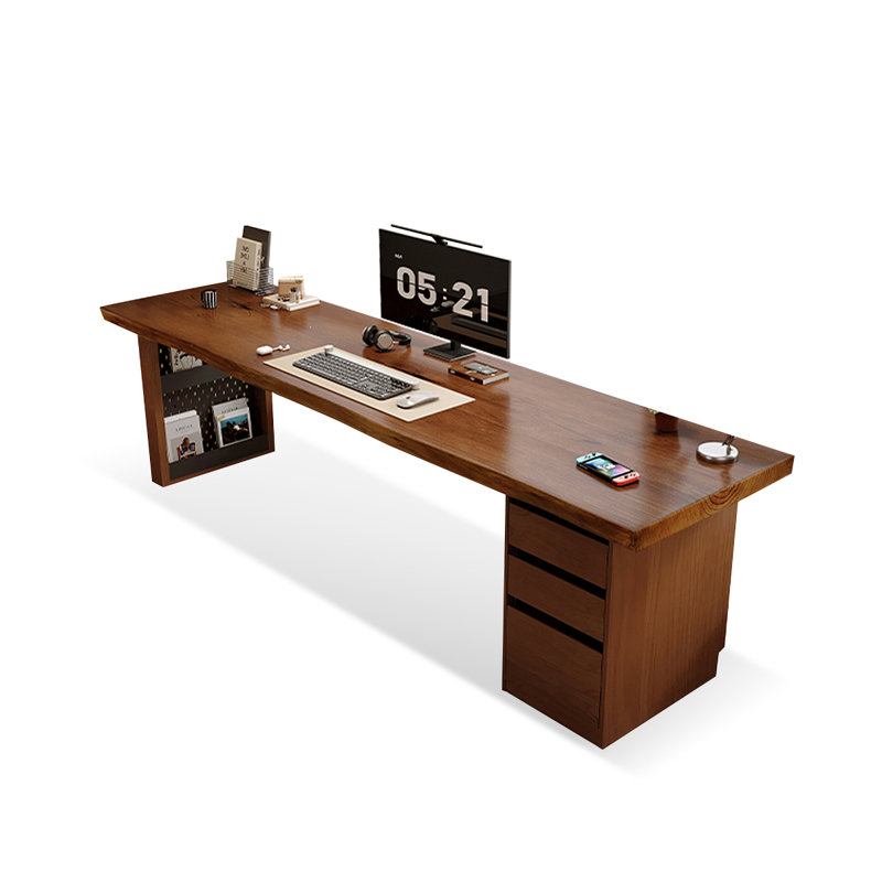 Bureau rectangulaire en bois massif brun noisette, H 29,53 po x l 78,74 po x P 27,56 po