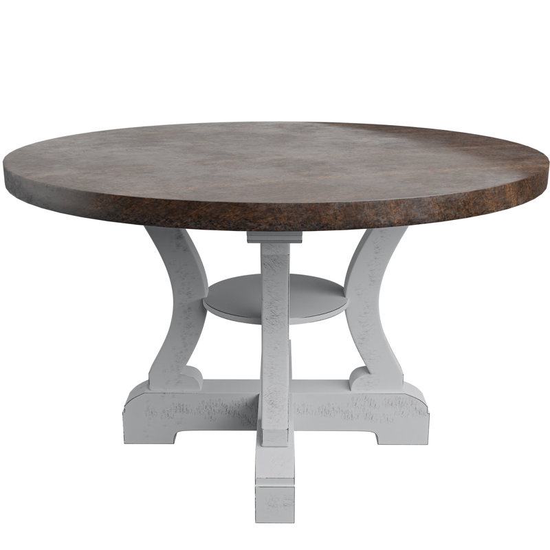 Table de salle à manger 54 po ronde en bois blanc, décor classique, peut accueillir 4 invités