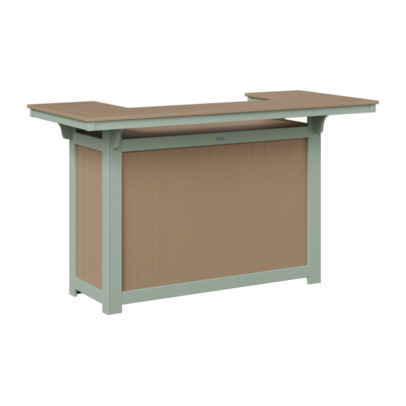 Outdoor Rectangle Bar Table, Seafoam, Weatherwood
