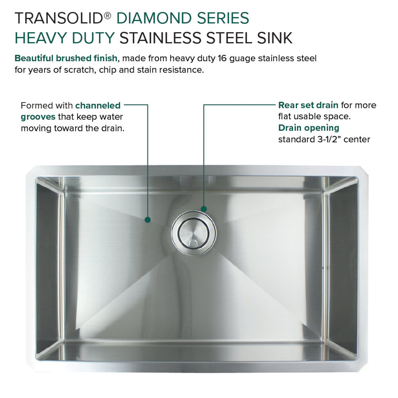 Évier de cuisine encastrable avec filtre à panier L 32 po x l 19 po Diamond Super