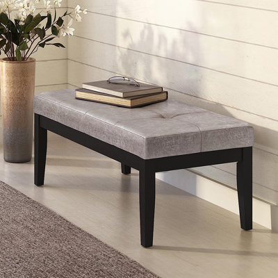 Lacey 41"W Tufted Ottoman Bench with Solid Wood Frame