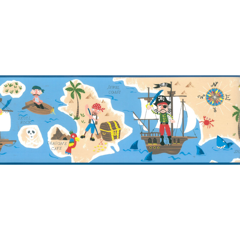 Bordure de papier peint 15' x l 6" kids pirate trésor Tryon