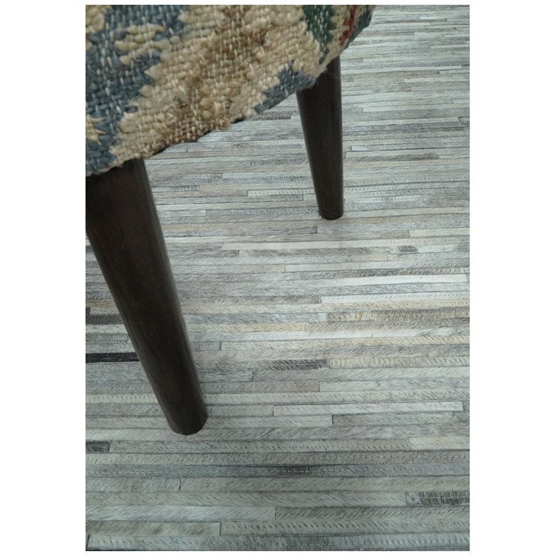 Tapis gris et argent en cuir véritable Modern
