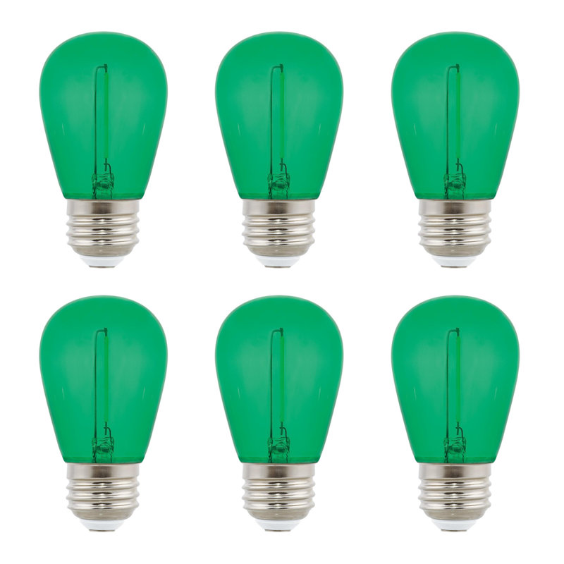 Ampoule à filament omnidirectionnel vert S14 de 2 watts (équivalent à 40 watts) à culot moyen (E26), paquet de 2, Green