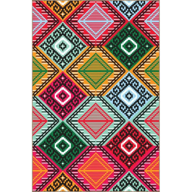 Tapis décoratif multicolore à motif ethnique, Rectangle 3 pi 3 po x 4 pi 11 po