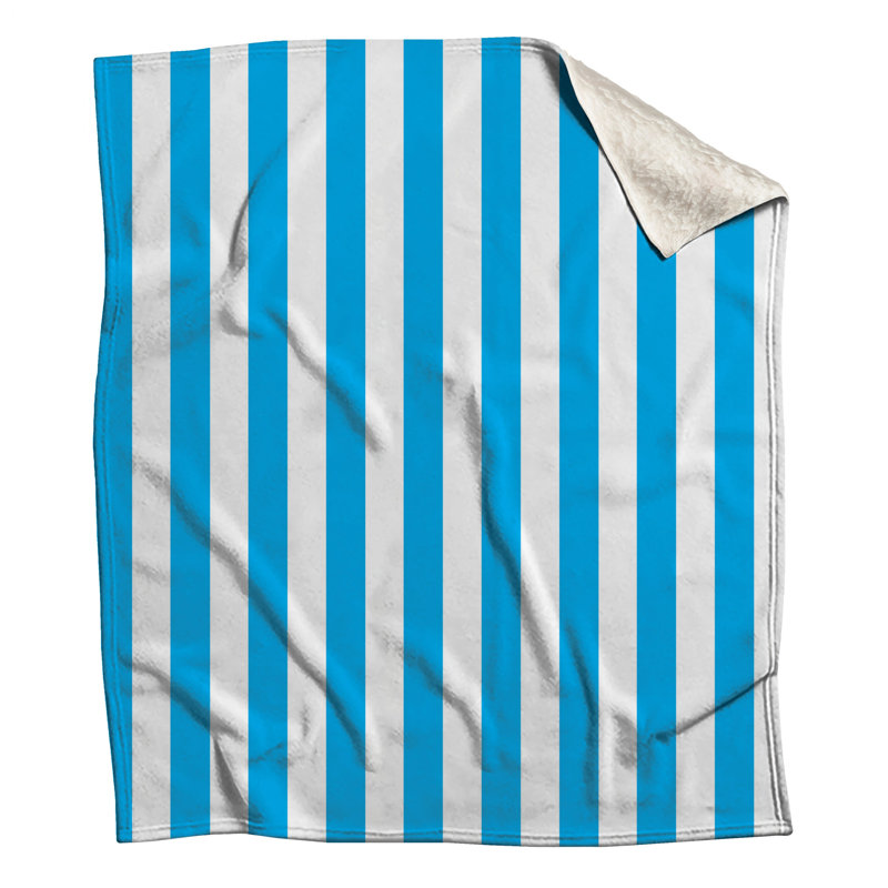 Blue White Vertical Stripes Blankets, L 50 po x H 60 po
