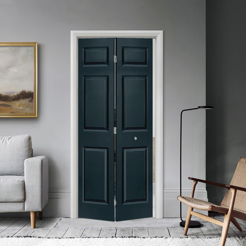 Paneled MDF Composite Bifold with Installation Hardware Kit, Charcoal Gray, 30" x 80"