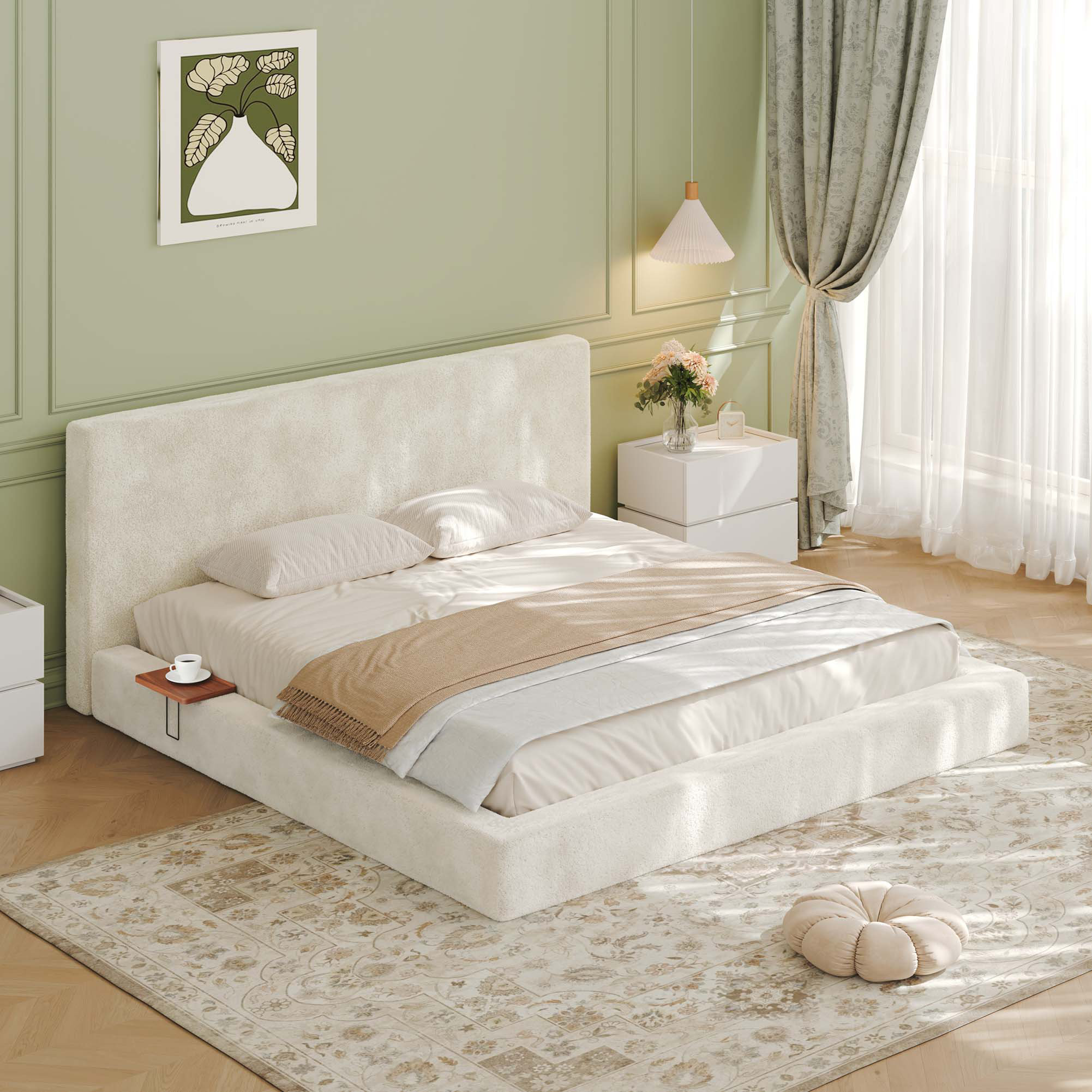 Ebern Designs Modern Cloud Bed Frame with Adjustable Sliding Shelves ...