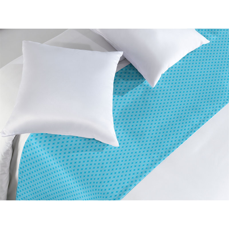 Ambesonne Abstract Bed Runner Rhythmic Bicolored Design Aqua Sky Blue, Queen