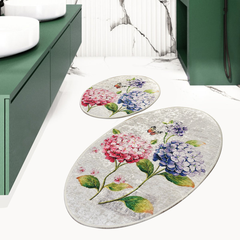 Ensemble de tapis de bain antibactérien (2 pièces), 100% polyester, 19,7 po x 23,6 po et 23,6 po x 39,4 po | Sous-tapis antidérapant, hauteur des poils: 0,4 po | Lavable à la machine, doux et durable, idéal pour la sécurité et le confort de la salle de bain