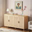 Buffet 4 portes avec décoration en rotin et tablette réglable