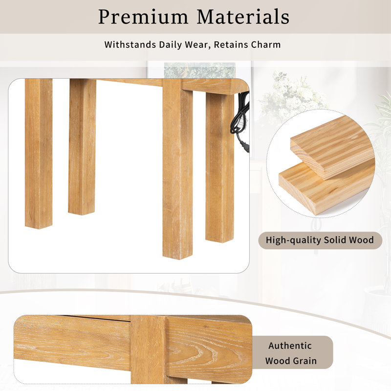 Console en bois minimaliste avec tiroir caché et prise de courant latérale Trexm